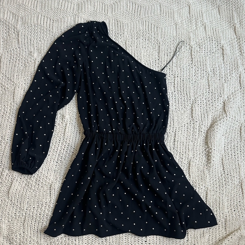 Black off the shoulder dress with sparkles